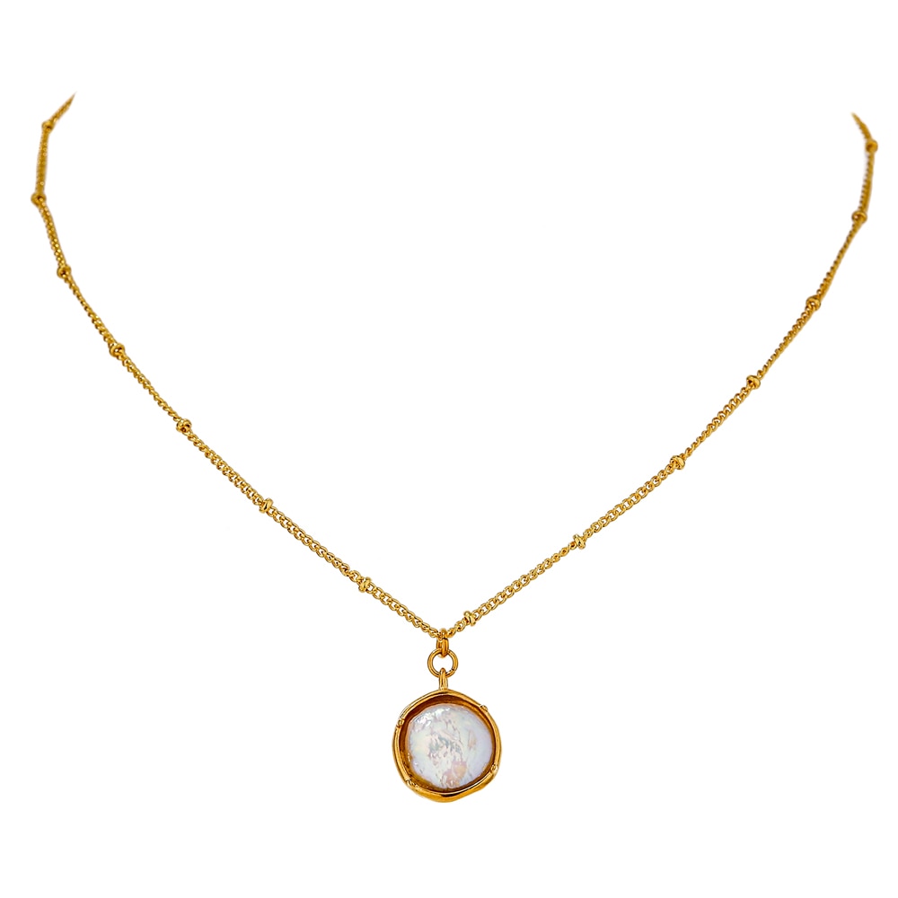 Colar Pendente Pérola Circular Ouro 18k