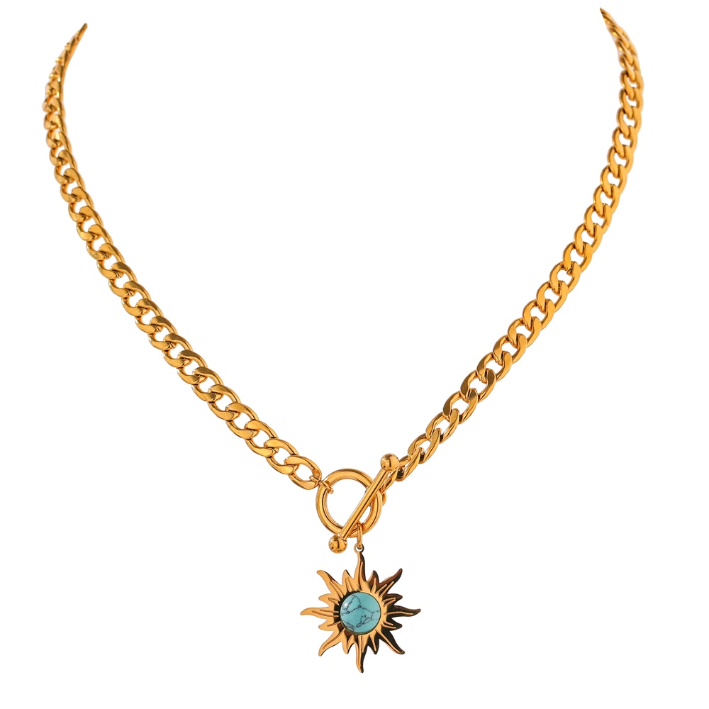 Colar Pendente Sol Ancestral Ouro 18k