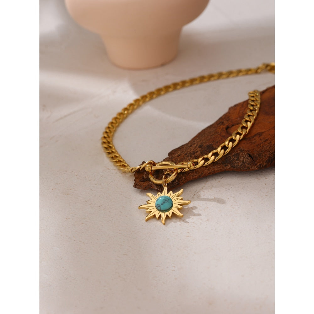 Colar Pendente Sol Ancestral Ouro 18k