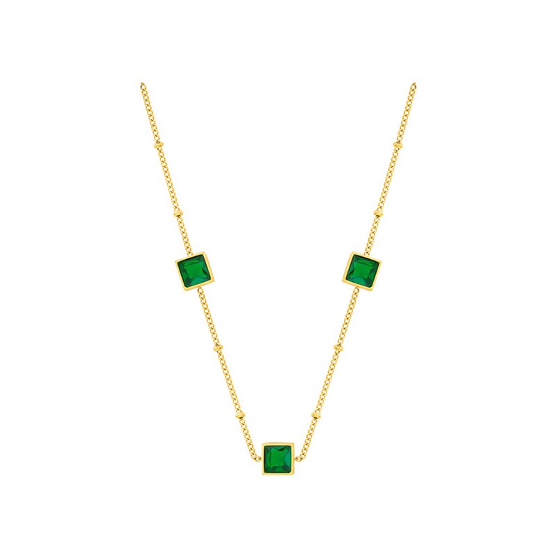 Colar Zircônia Verde Banhado a Ouro 18k