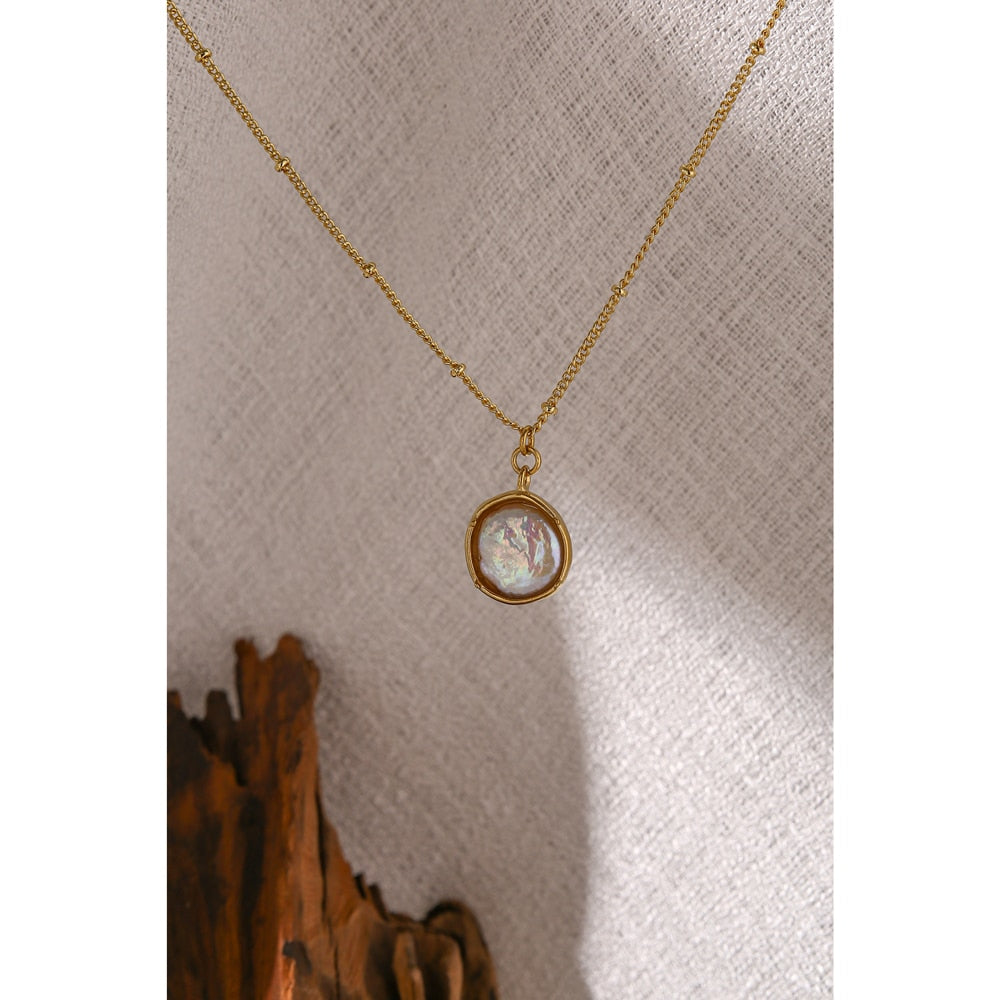 Colar Pendente Pérola Circular Ouro 18k